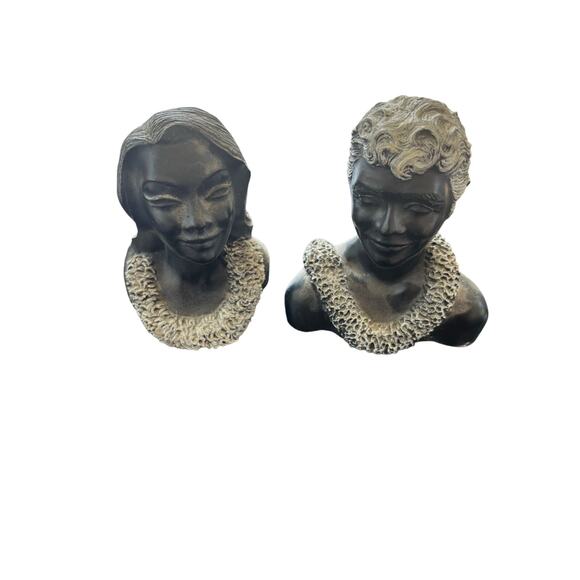 Vintage “FRANK SCHIRMAN” 1967 & 71 Black Coral Busts – Lopaka & Leialoha, Hawaii - Picture 1 of 6